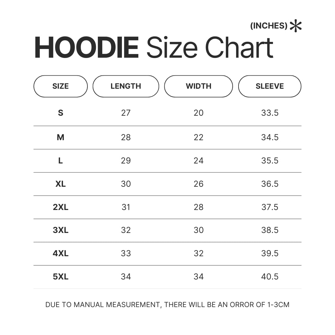Hoodie Size Chart - Limp Bizkit UK Shop