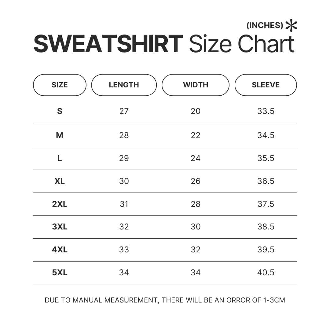 Sweatshirt Size Chart - Limp Bizkit UK Shop