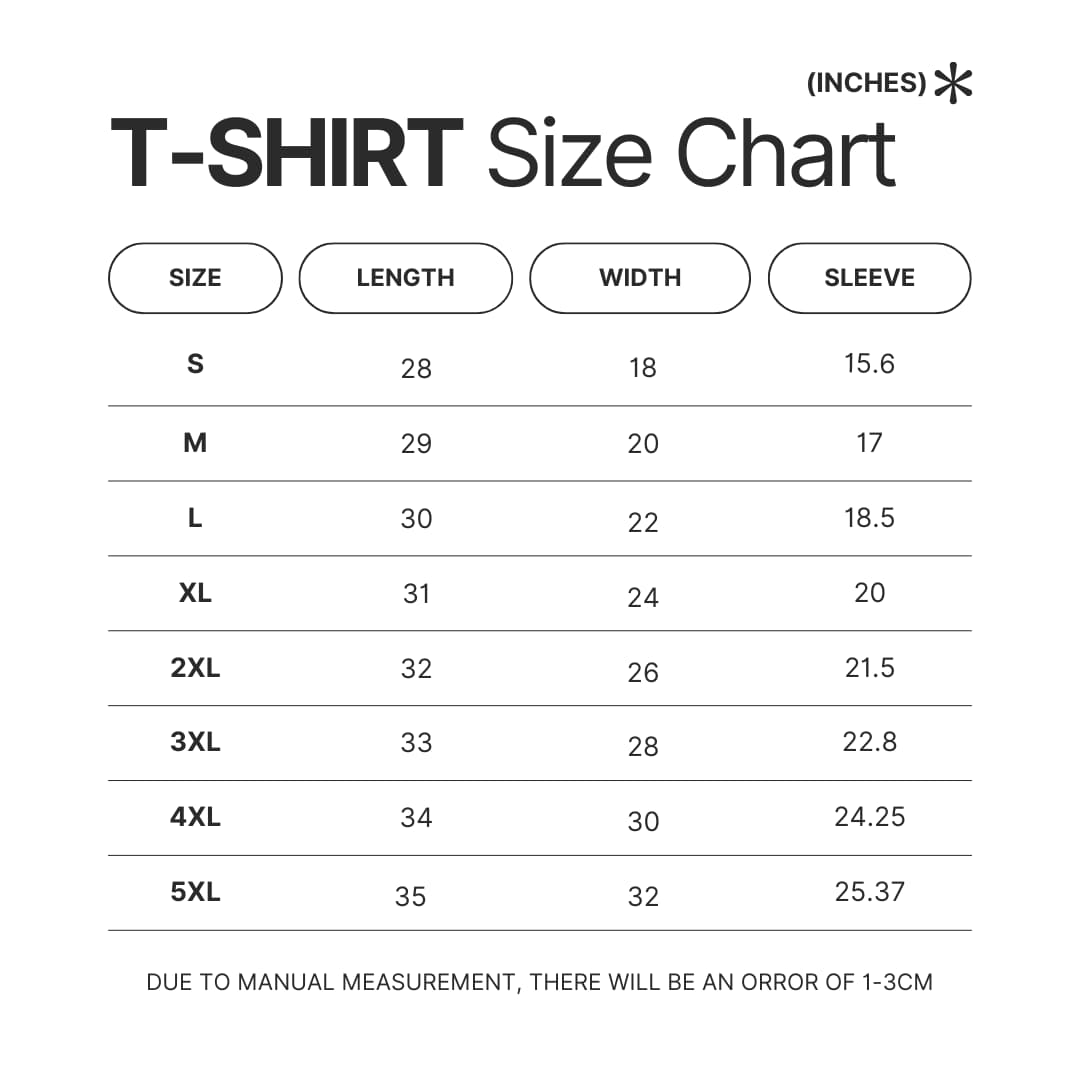 T shirt Size Chart - Limp Bizkit UK Shop