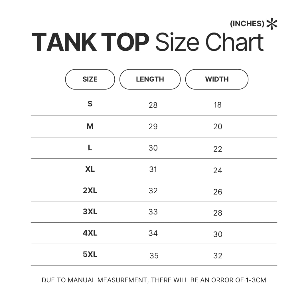 Tank Top Size Chart - Limp Bizkit UK Shop