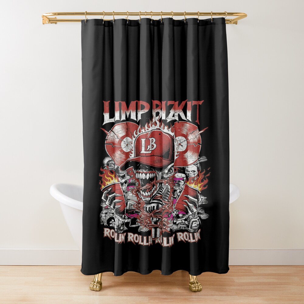 Bizkit Skull Rollin Rock Band Tee Shower Curtain